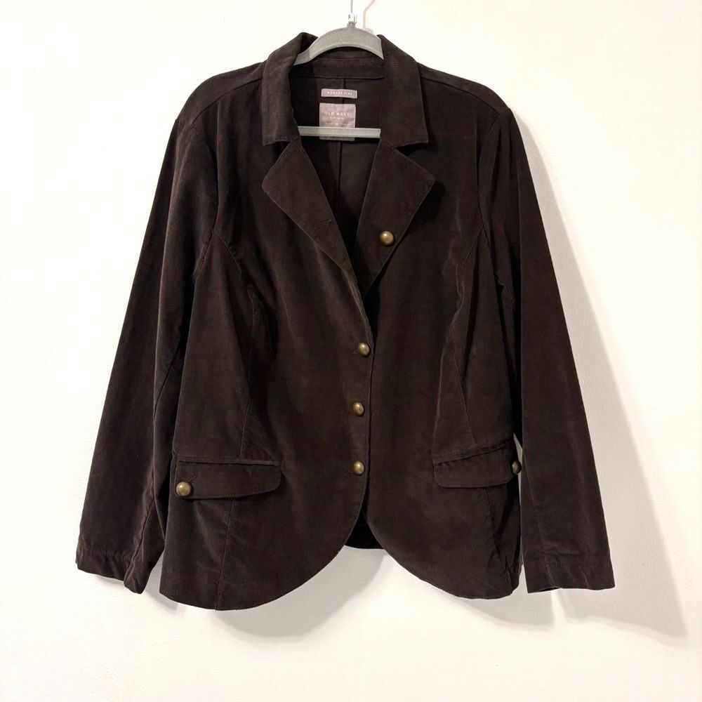 Old Navy Brown Corduroy Blazer Plus Size 2X Fall Academia